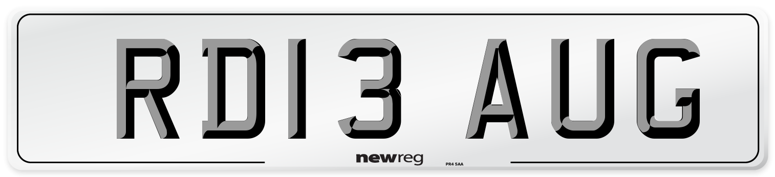 RD13 AUG Number Plate from New Reg